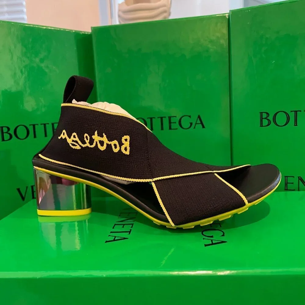 BOTTEGA VENETA 689993 BLACK 'FLEX' HEELED‎ SANDALS, sz 36